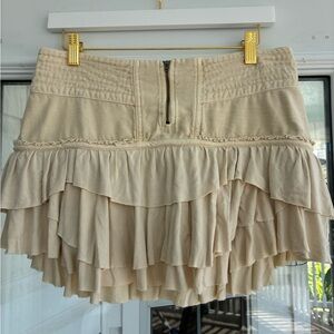 Free People Ruffled Mini Skirt in Frostbite Cream